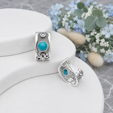 Серебряные серьги  Батискаф 